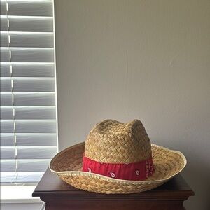 Straw Hat with Red Bandana